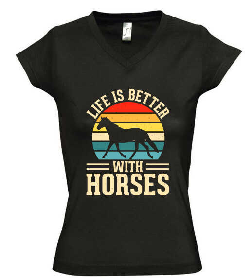 Női V nyakú póló