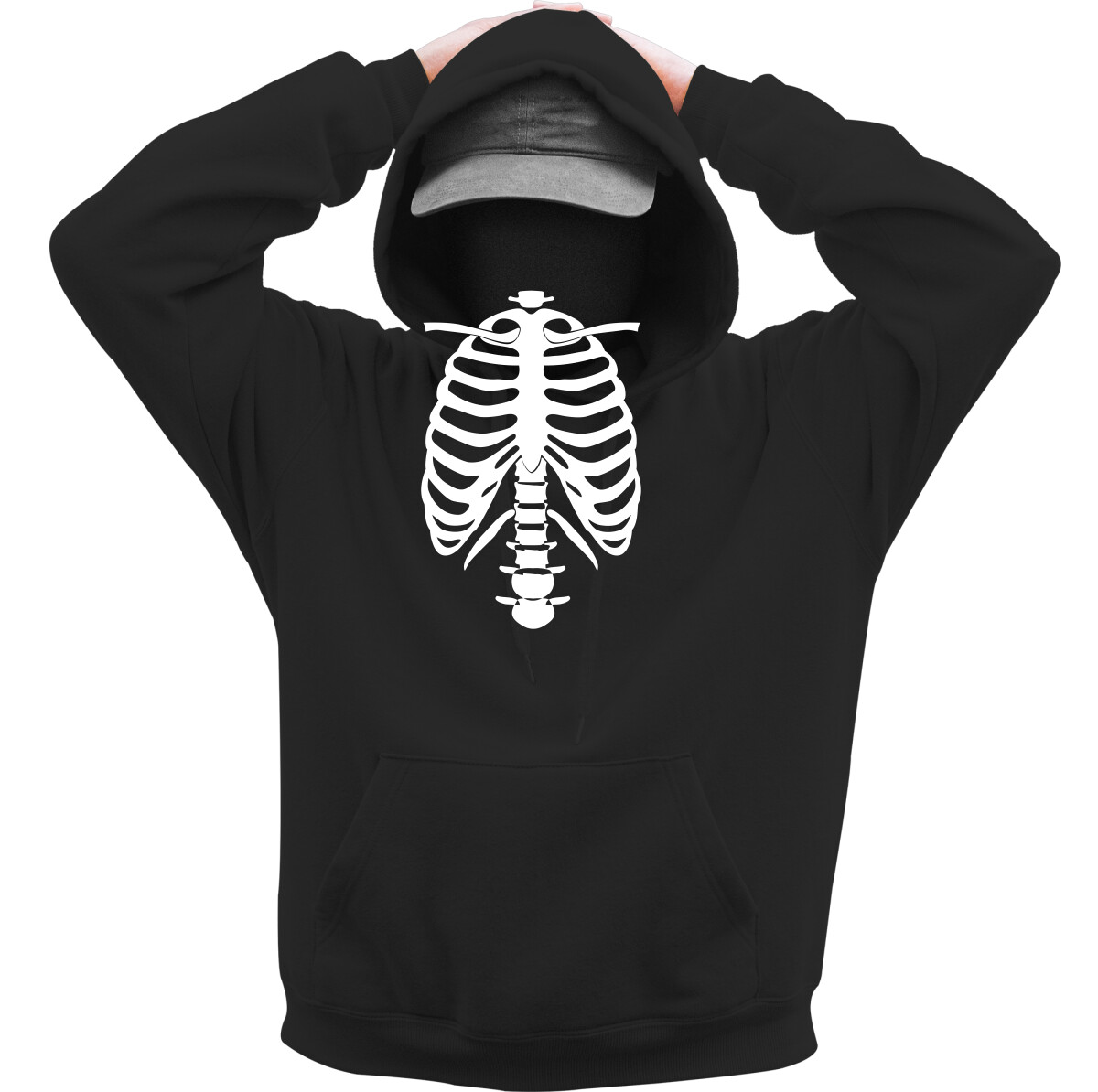 Kapucnis belebújós pulóver