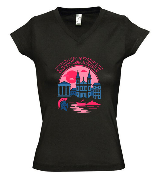 Női V nyakú póló