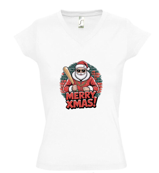 Női V nyakú póló