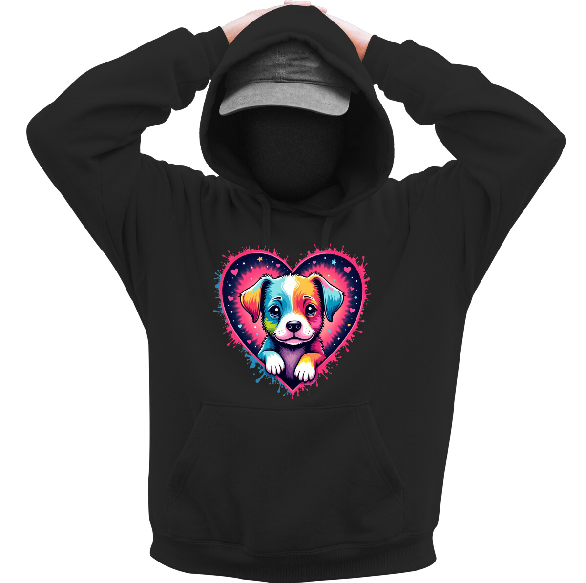 Kapucnis belebújós pulóver