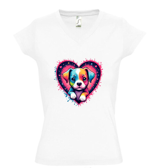 Női V nyakú póló