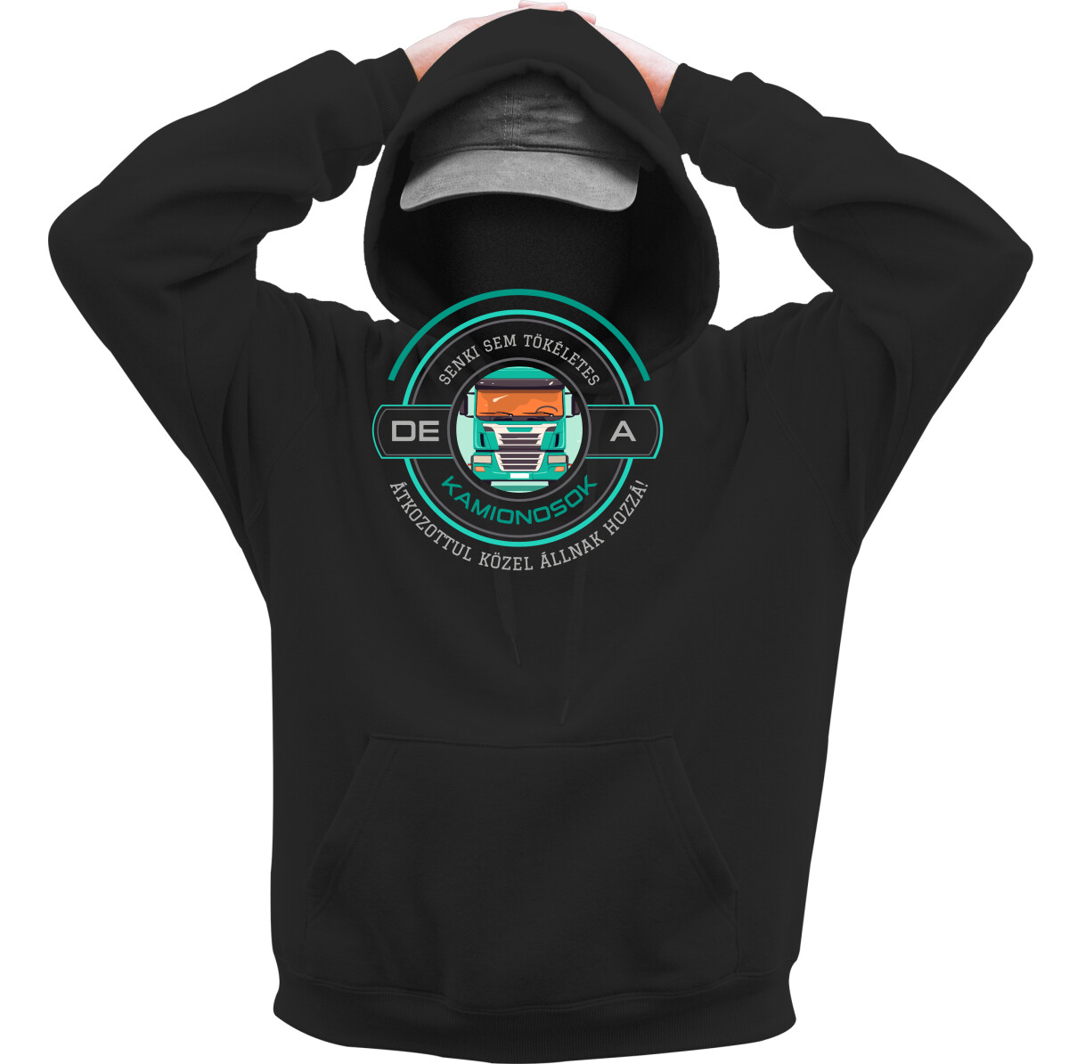 Kapucnis belebújós pulóver