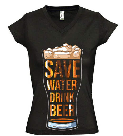 Női V nyakú póló