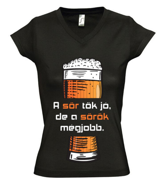 Női V nyakú póló