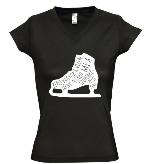 Női V nyakú póló