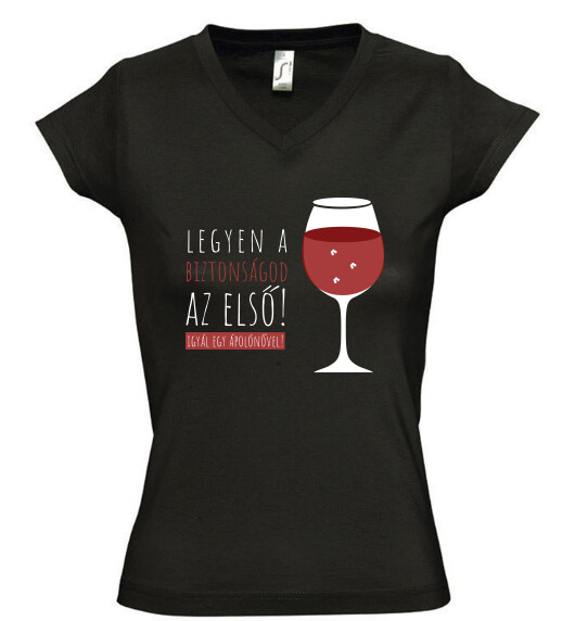 Női V nyakú póló