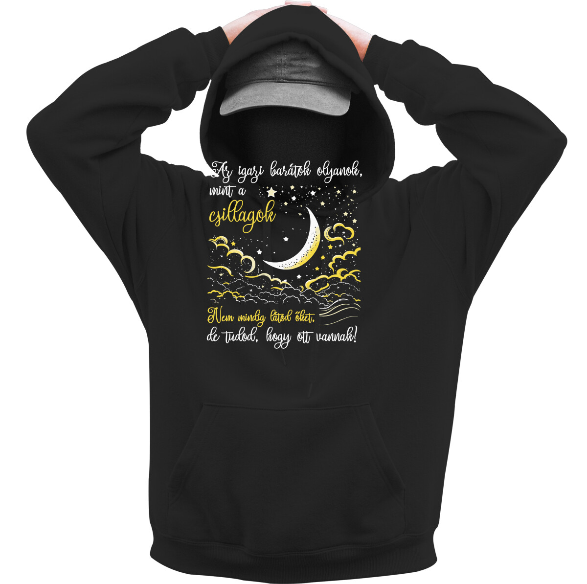 Kapucnis belebújós pulóver