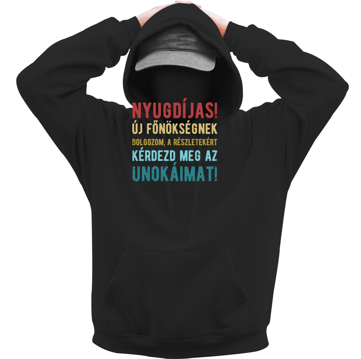 Kapucnis belebújós pulóver