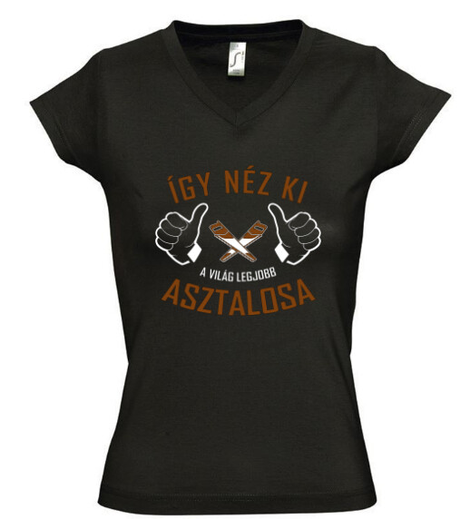 Női V nyakú póló