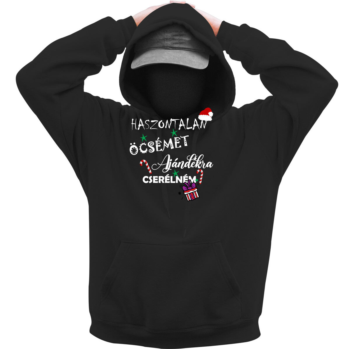 Kapucnis belebújós pulóver