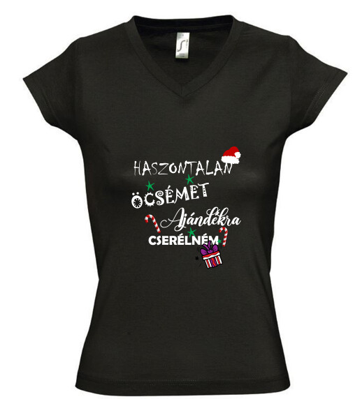 Női V nyakú póló