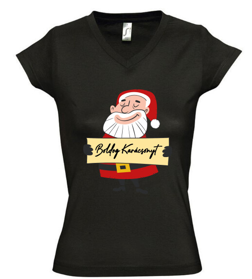 Női V nyakú póló