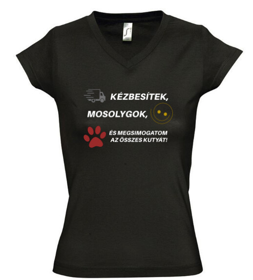 Női V nyakú póló