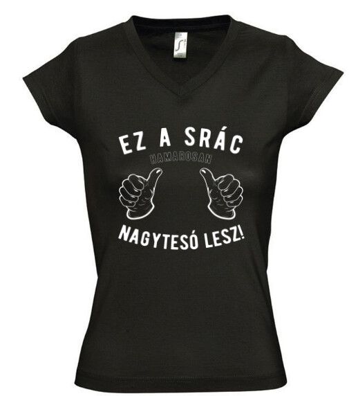 Női V nyakú póló