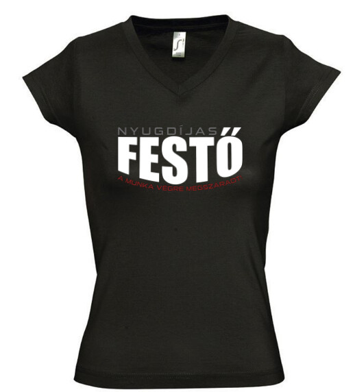 Női V nyakú póló