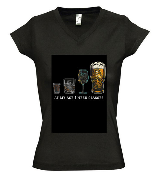 Női V nyakú póló