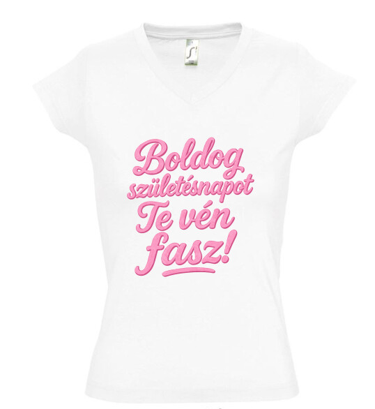 Női V nyakú póló