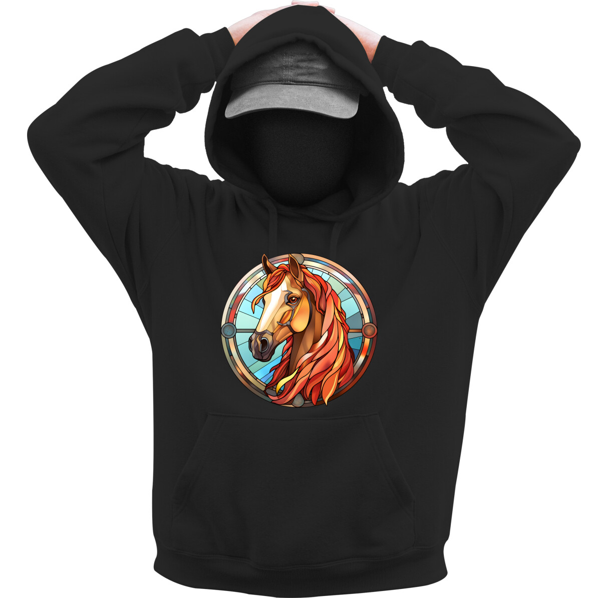 Kapucnis belebújós pulóver