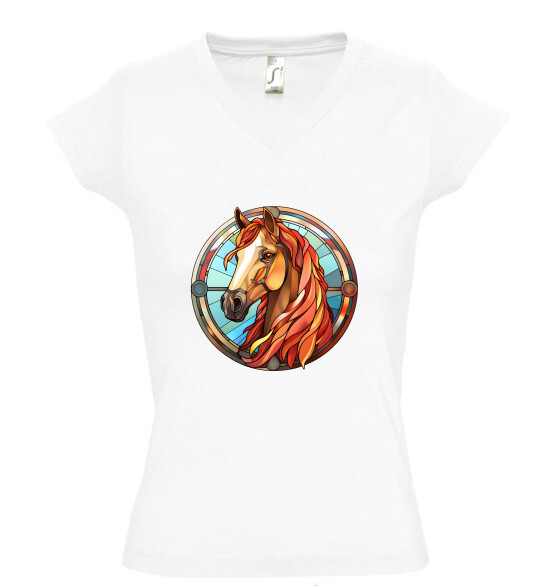 Női V nyakú póló