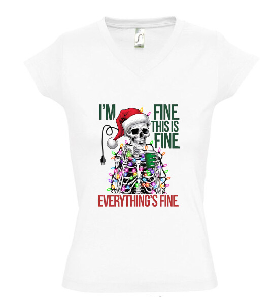 Női V nyakú póló