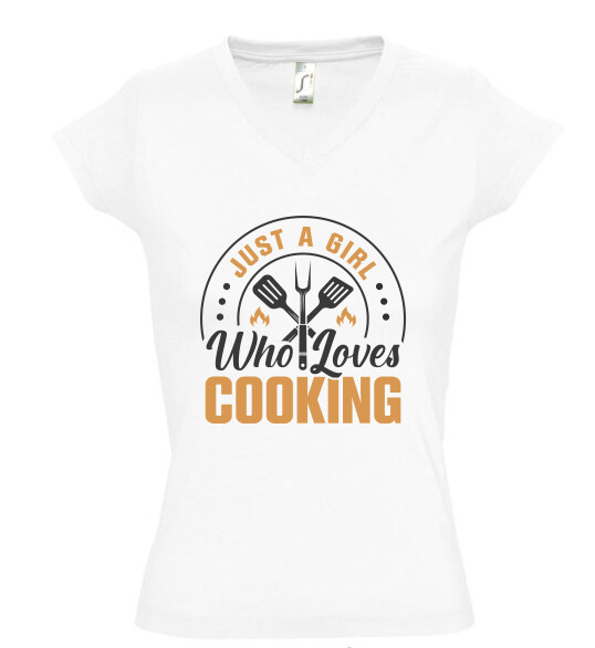 Női V nyakú póló