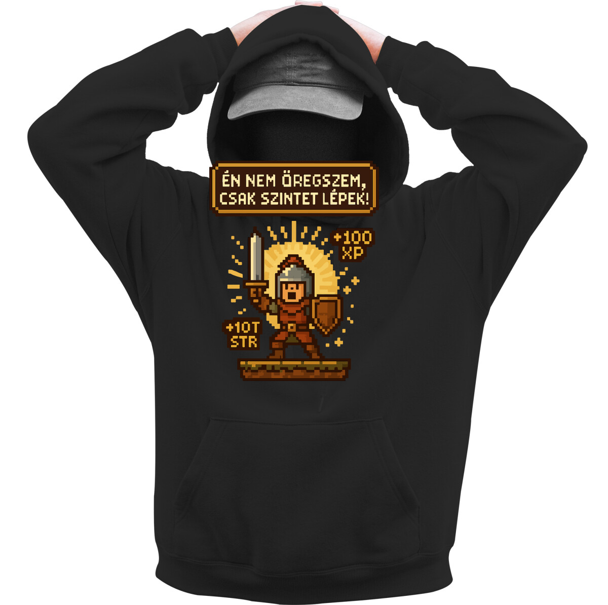 Kapucnis belebújós pulóver