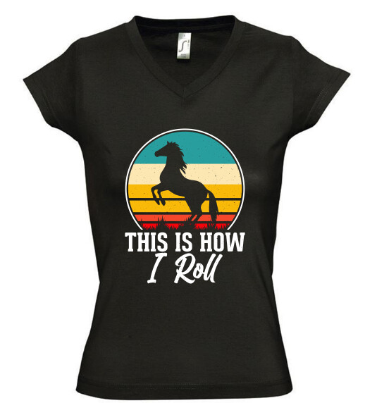 Női V nyakú póló