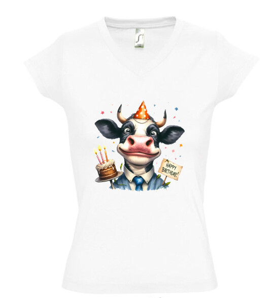 Női V nyakú póló