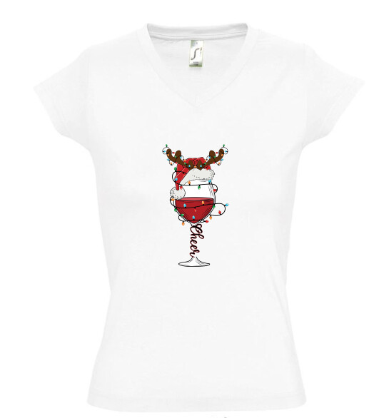 Női V nyakú póló