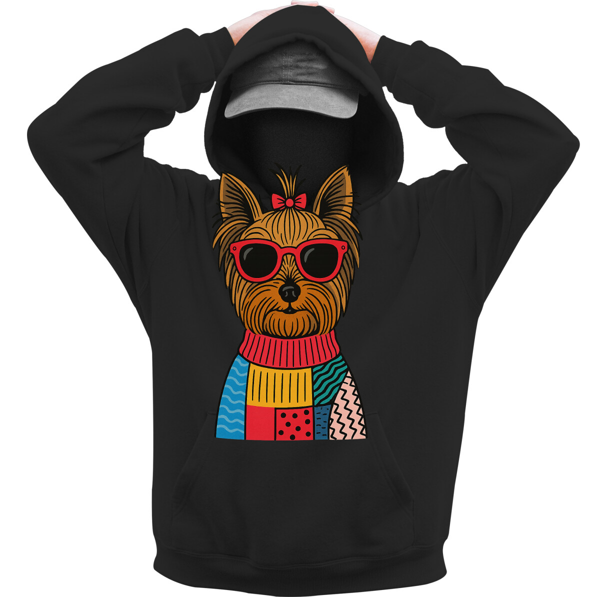 Kapucnis belebújós pulóver