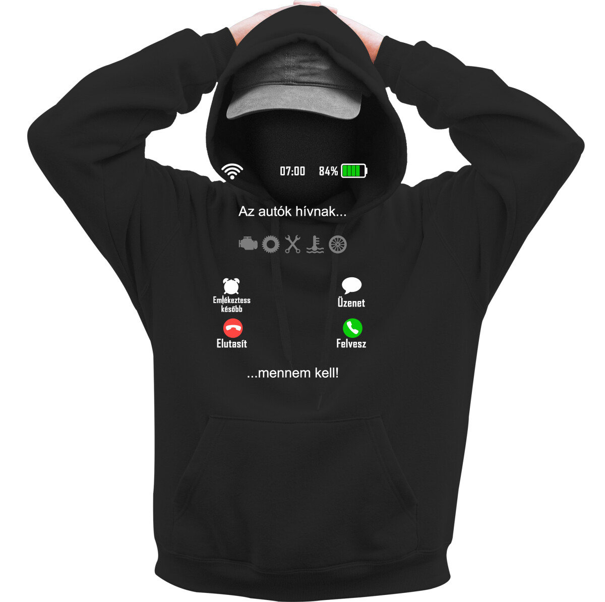 Kapucnis belebújós pulóver