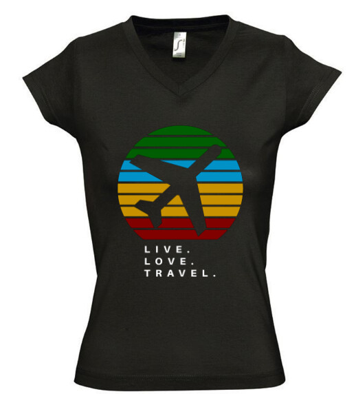 Női V nyakú póló