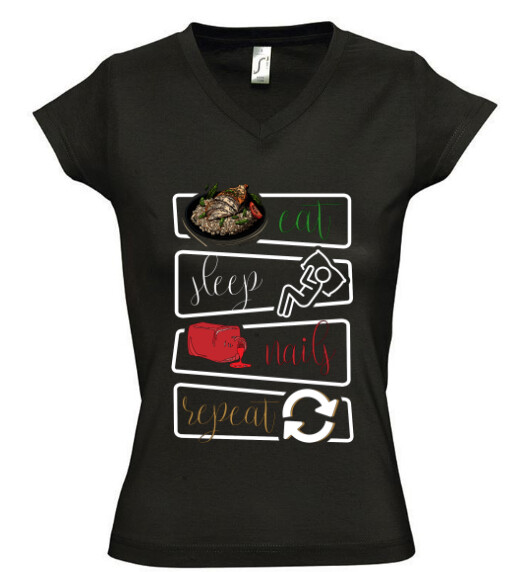 Női V nyakú póló