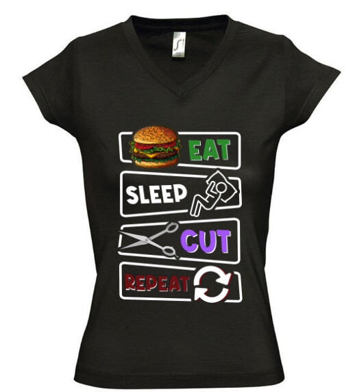 Női V nyakú póló