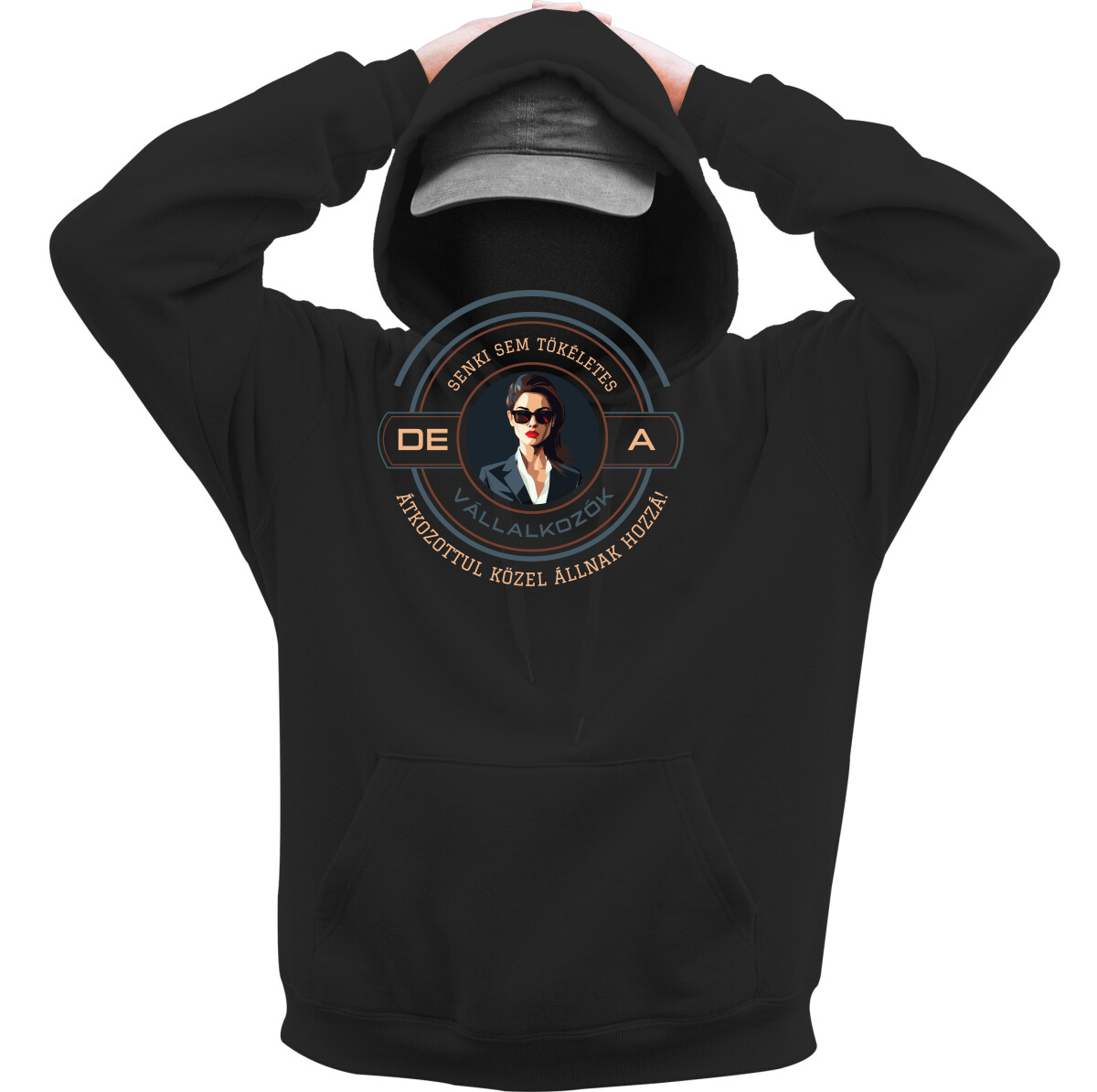 Kapucnis belebújós pulóver