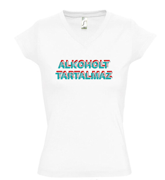 Női V nyakú póló