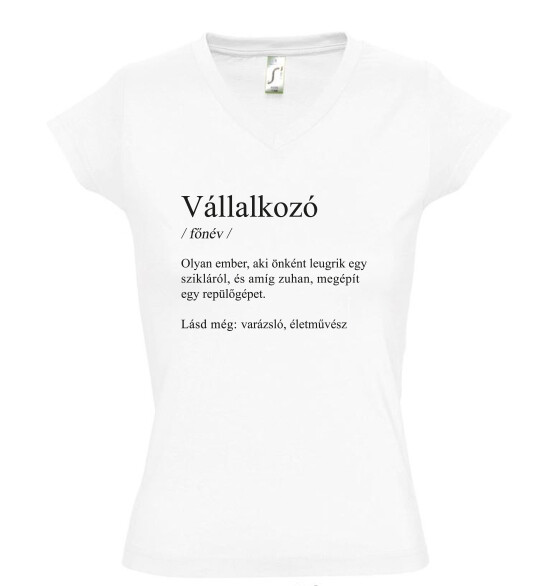 Női V nyakú póló