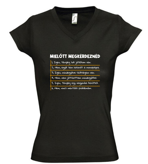 Női V nyakú póló