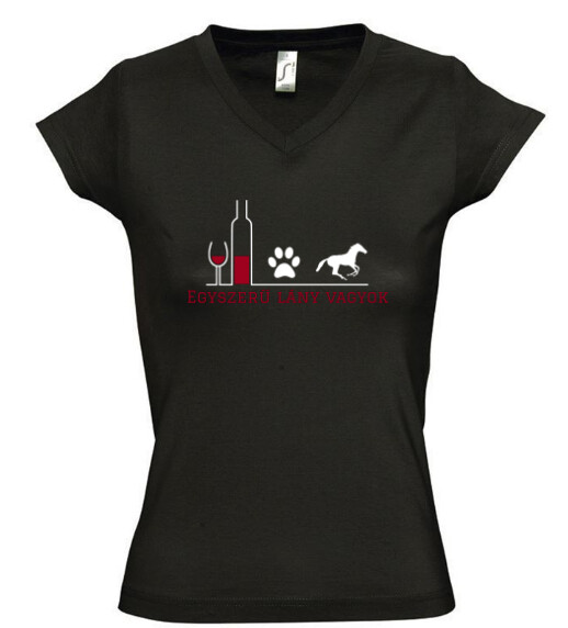 Női V nyakú póló