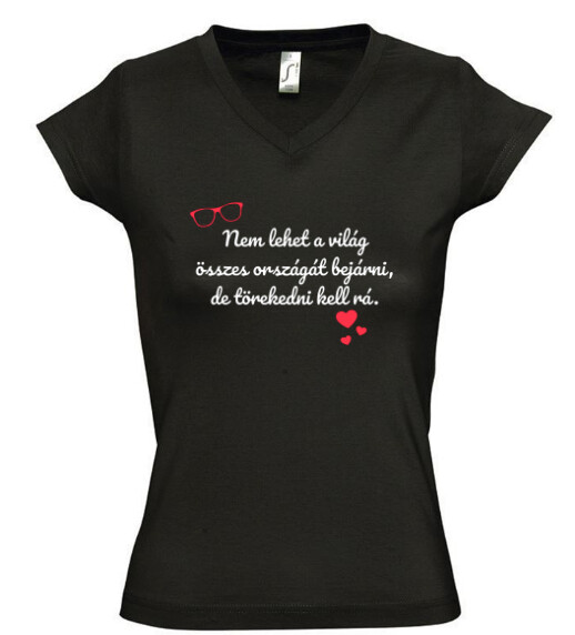 Női V nyakú póló