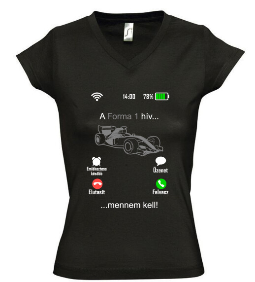 Női V nyakú póló