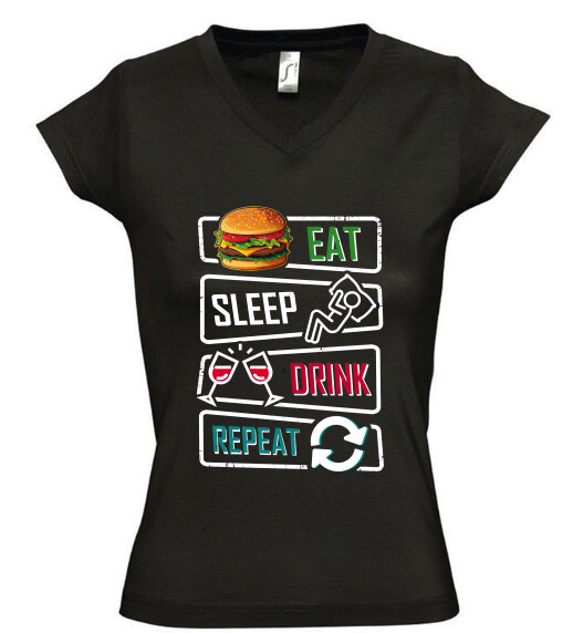 Női V nyakú póló