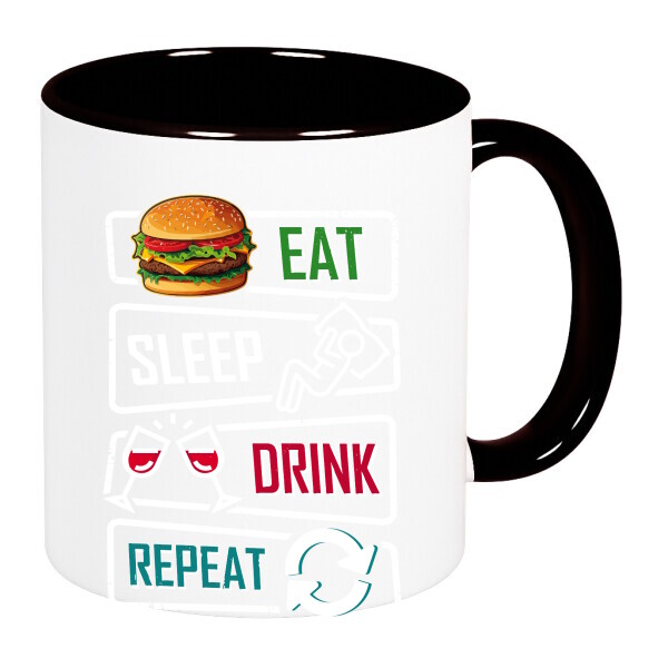 Színes fülű és belsejű bögre