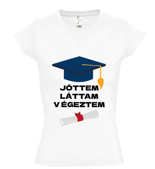 Női V nyakú póló