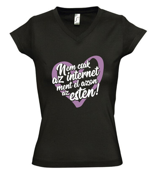 Női V nyakú póló