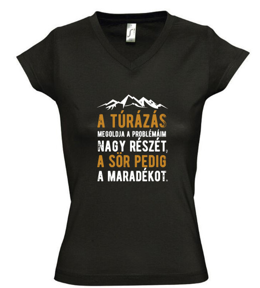 Női V nyakú póló