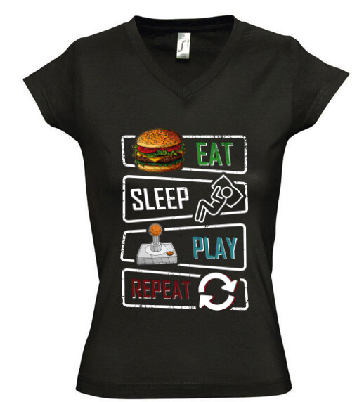 Női V nyakú póló