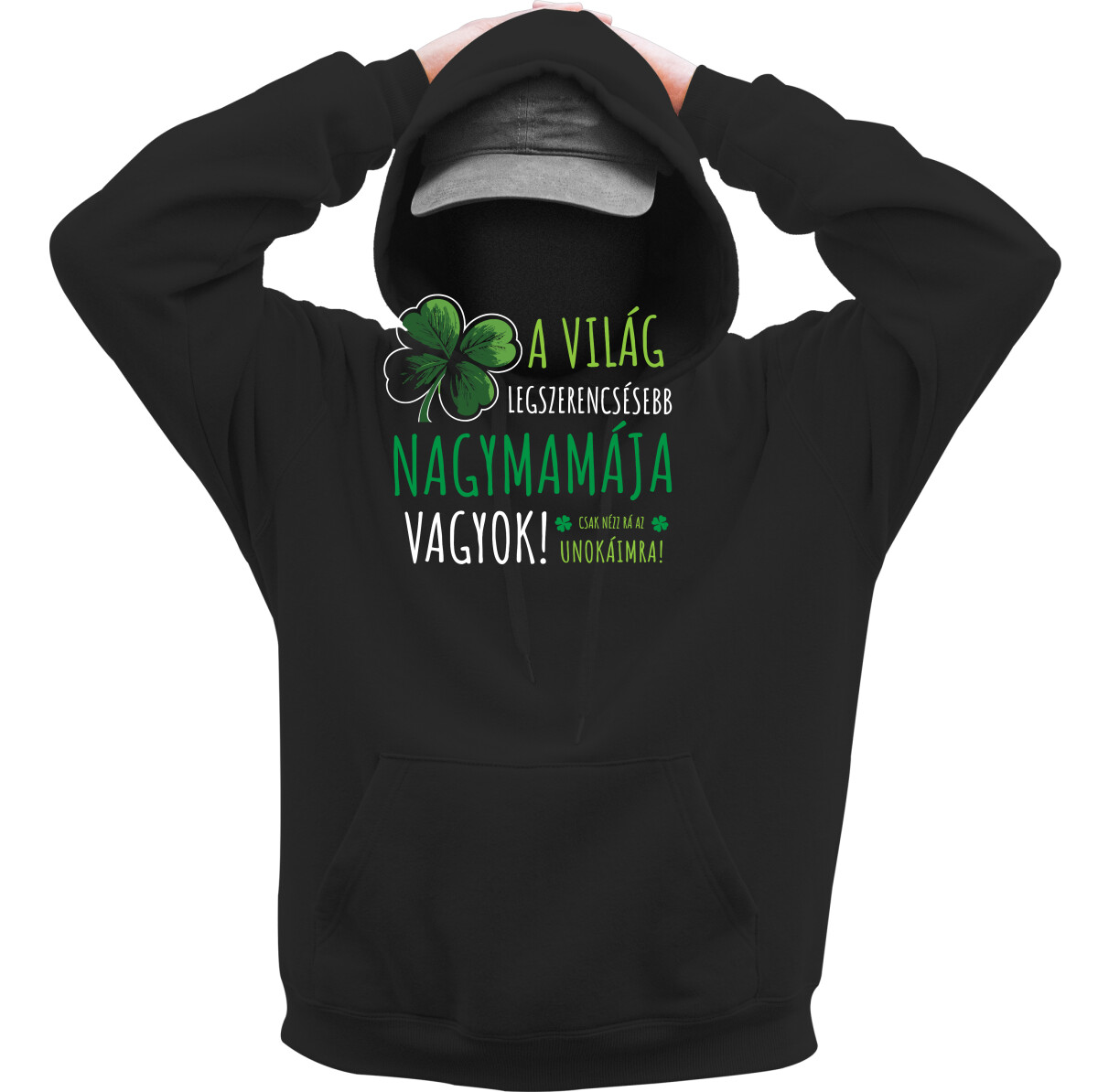 Kapucnis belebújós pulóver