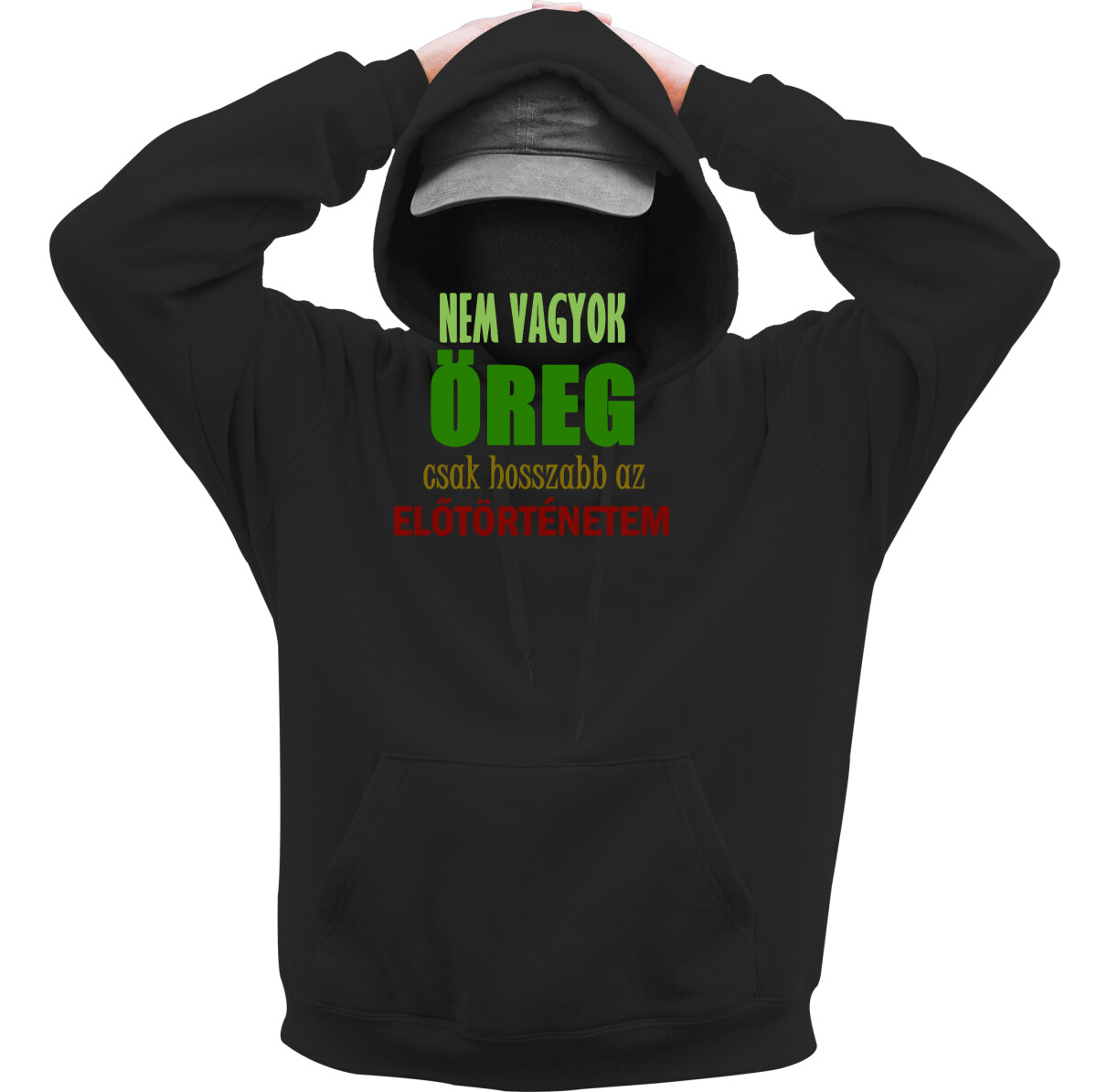 Kapucnis belebújós pulóver